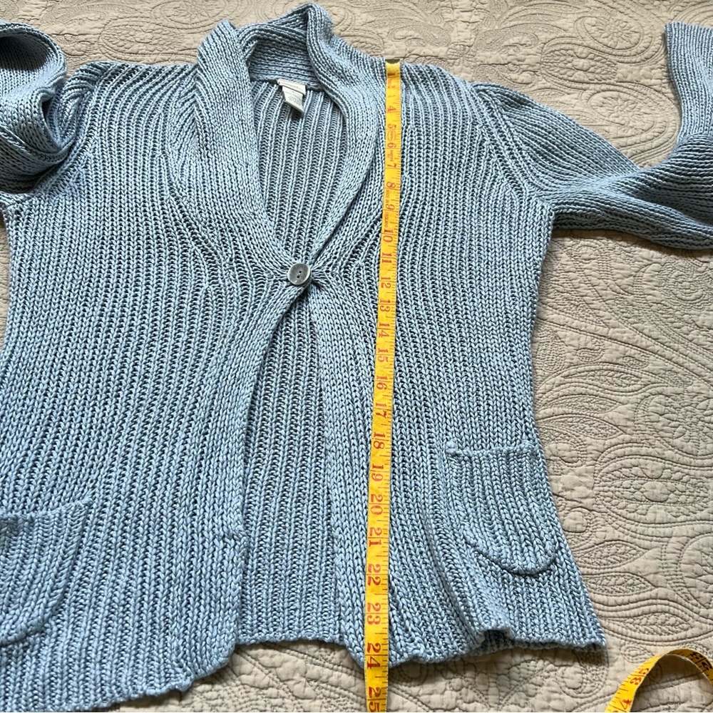 Vintage J Jill shawl collared cardigan in a soft blue - Picture 3 of 7